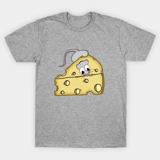 Cartoon Mouse Stuck in Swiss Cheese T-Shirt by Roly Poly Roundabout